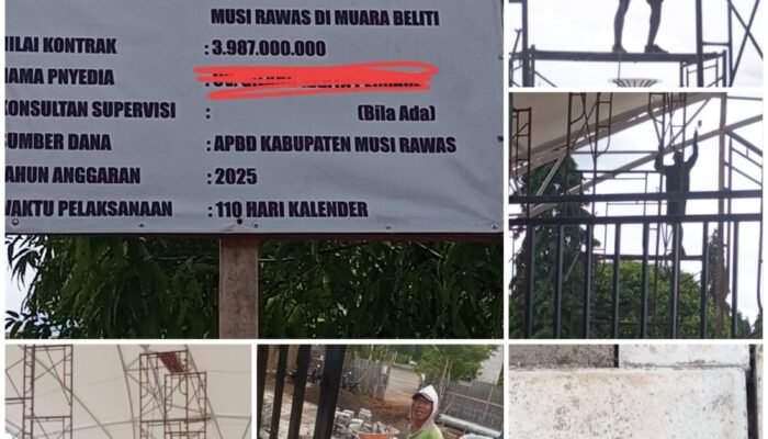 Pengerjaan Proyek Revitalisasi Alun-Alun Muara Beliti Telan Anggaran Rp.3,9 Miliar Molor.