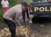 Cegah Lakalantas. Polsek BTS Ulu Polres Musi Rawas Timbun Jalan Berlubang
