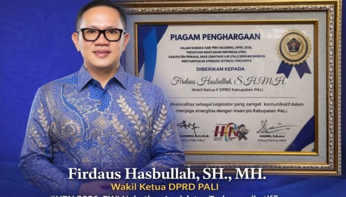 PWI PALI Nobatkan Firdaus Hasbullah sebagai Legislator Paling Komunikatif 2026