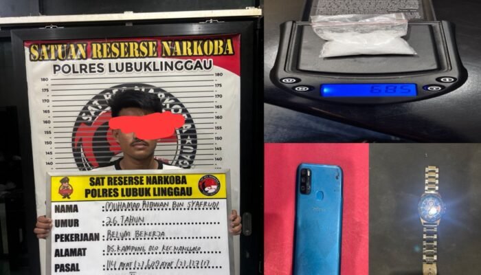 Kurir Sabu Asal Sumbar Ditangkap di Lubuk Linggau, 6,85 Gram Disita Polisi