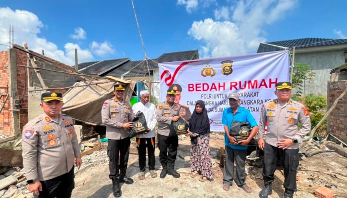 Dukung Program Kesejahteraan Nasional, Polda Sumsel Gelar Bedah Rumah di Banyuasin