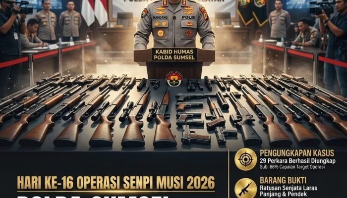 Operasi Senpi Musi 2026: Polda Sumsel Amankan Ratusan Senjata Api Ilegal, Puluhan Kasus Berhasil Diungkap