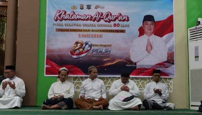 Kapolda Sumsel Inisiasi Khataman Al-Quran 80 Hafiz Semalam Suntuk, Wujud Syukur Hari Bhayangkara ke-80