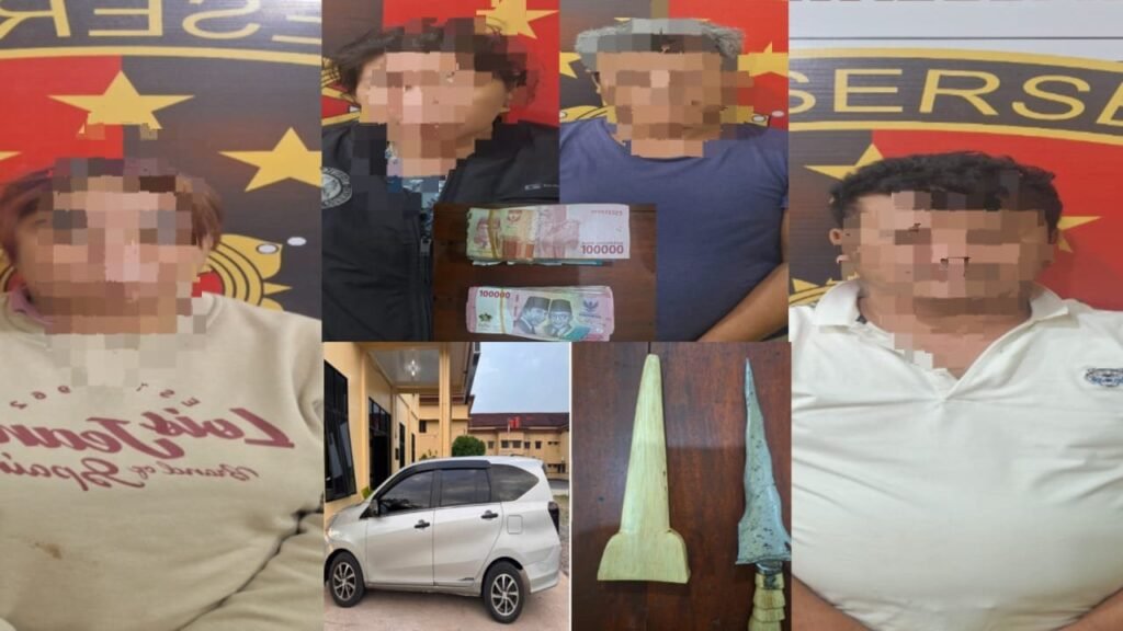 Empat Pelaku Perampok SPBU Bersenjata Gasak Uang Rp. 30 Juta Dibekuk Polres Empat Lawang Di wilayah Muara Enim