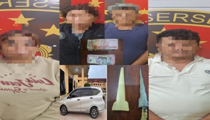 Empat Pelaku Perampok SPBU Bersenjata Gasak Uang Rp. 30 Juta Dibekuk Polres Empat Lawang Di wilayah Muara Enim