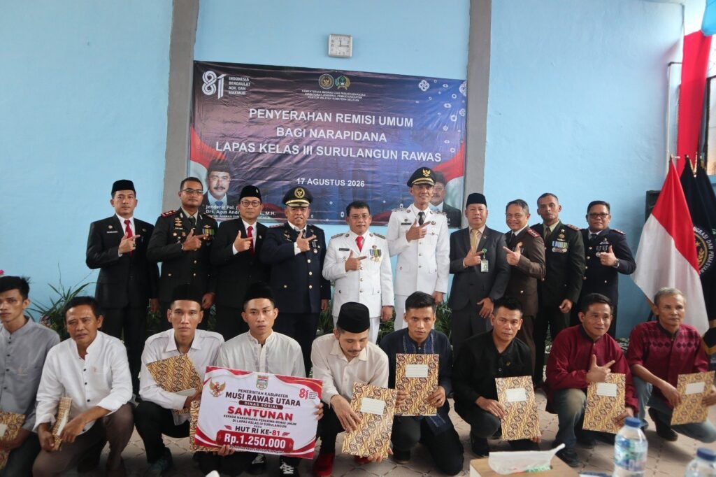 HUT RI ke-81, 3 Dari 206 Warga Binaan Lapas Kelas III Surulangun Rawas Terima Remisi Umum, Langsung Bebas