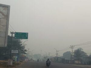 Kabut Asap Pekat, Berbau Kayu Terbakar Selimutin Musi Rawas Utara Pagi Hari